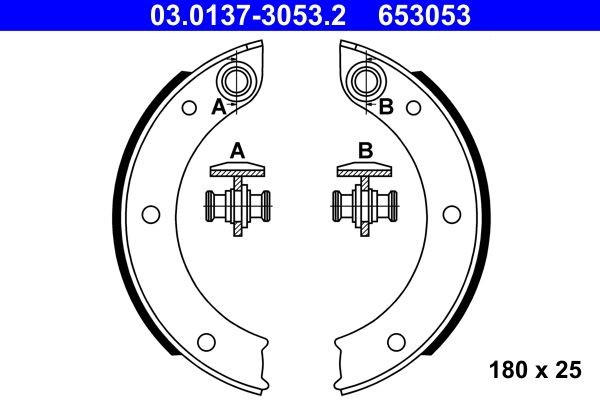 Original 03.0137-3053.2 ATE Parking brake pads SAAB