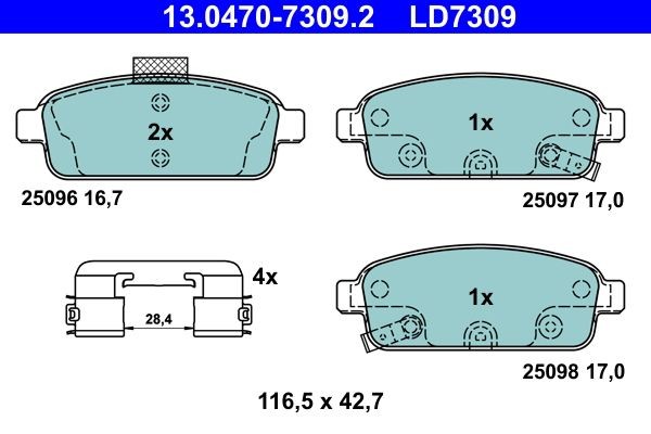ATE Brake pad kit 13.0470-7309.2