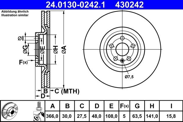 ATE Brake rotors 24.0130-0242.1 for VOLVO XC90, XC60