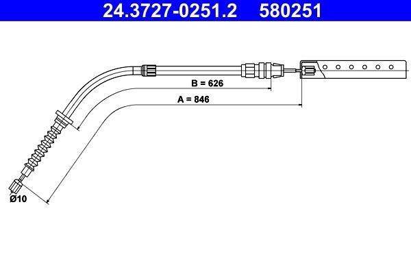 Mini Hand brake cable ATE 24.3727-0251.2 at a good price