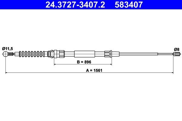 Great value for money - ATE Hand brake cable 24.3727-3407.2