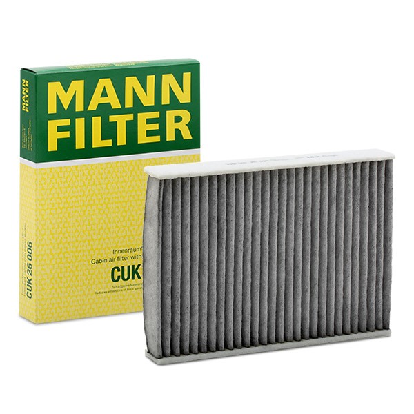CUK 26 006 MANN-FILTER Pollen filter SEAT Activated Carbon Filter, 254 mm x 182 mm x 35 mm