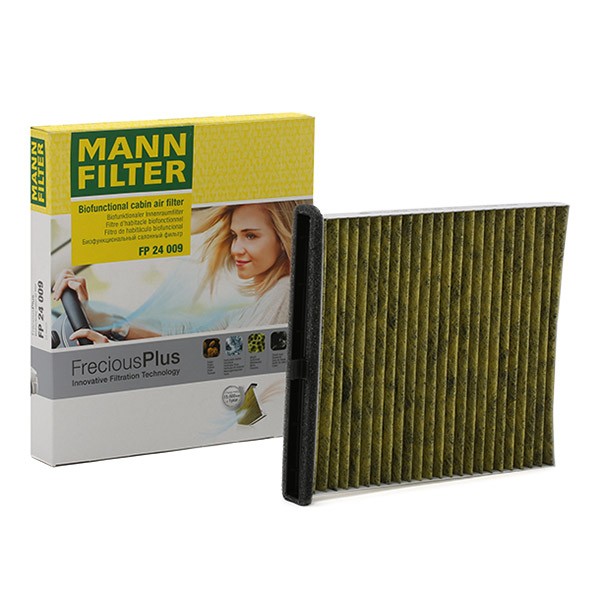 MANN-FILTER Activated Carbon Filter with polyphenol, with antibacterial action, Particulate filter (PM 2.5), with fungicidal effect, Activated Carbon Filter, 235 mm x 214 mm x 28 mm Width: 214mm, Height: 28mm, Length: 235mm Cabin filter FP 24 009 buy