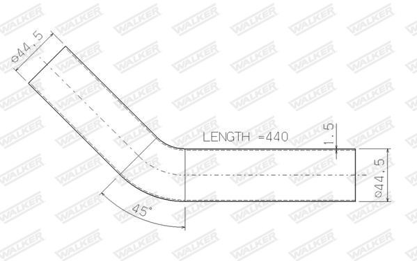 07014 Exhaust Pipe 07014 WALKER Length: 420mm, without mounting parts