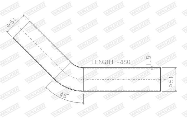 07018 Exhaust Pipe 07018 WALKER Length: 420mm, without mounting parts