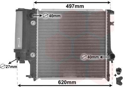 VAN WEZEL *** IR PLUS *** 06002125 Engine radiator Aluminium, 440 x 440 x 34 mm, with oil cooler, with seal, with sealing plug, Brazed cooling fins