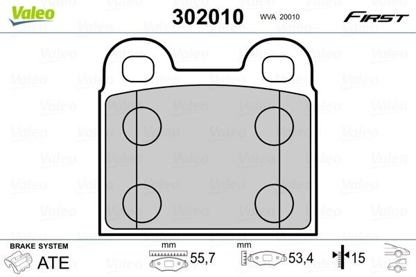 VALEO Brake pad set 302010 Opel CORSA 2016