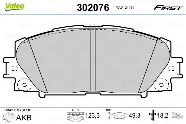 Lexus CT Brake pad set VALEO 302076 cheap