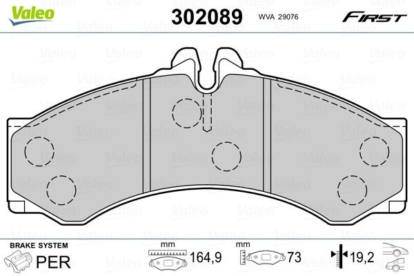 VALEO 302089 Brake pad set excl. wear warning contact, with anti-squeak plate