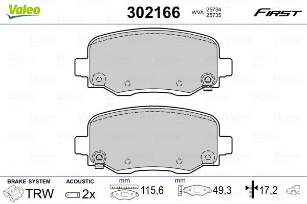 VALEO 302166 Brake pad set Rear Axle, incl. wear warning contact, with anti-squeak plate