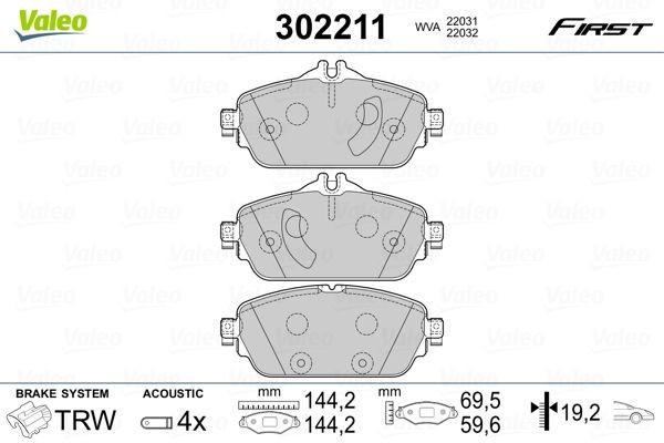 VALEO 302211 Brake pad set Front Axle, incl. wear warning contact, with anti-squeak plate