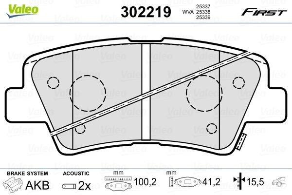 Hyundai i20 Brake pad set VALEO 302219 cheap