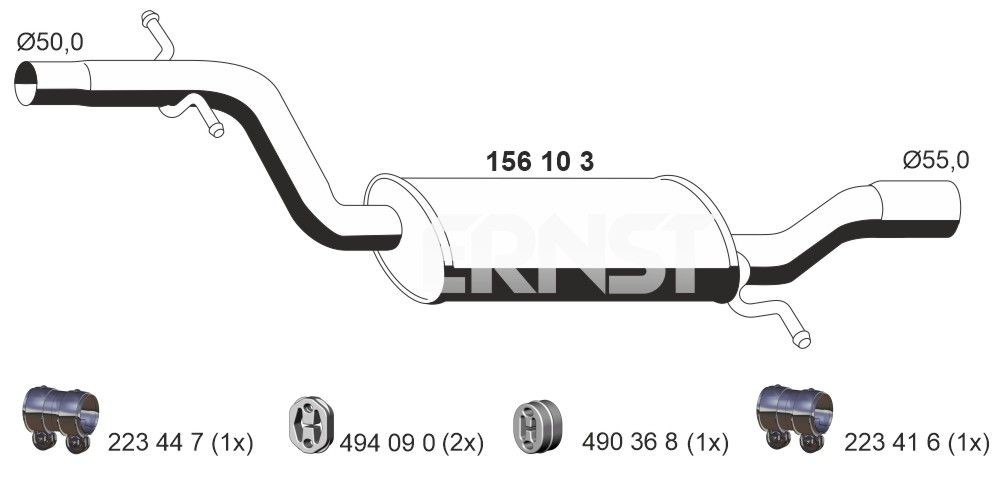 ERNST 156103 Middle silencer SKODA experience and price