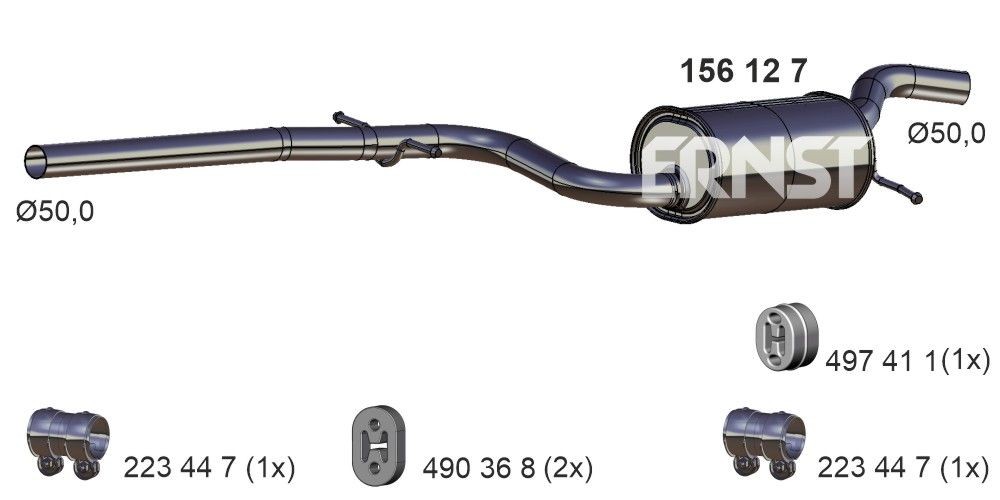 ERNST 156127 VW GOLF 2013 Middle exhaust pipe