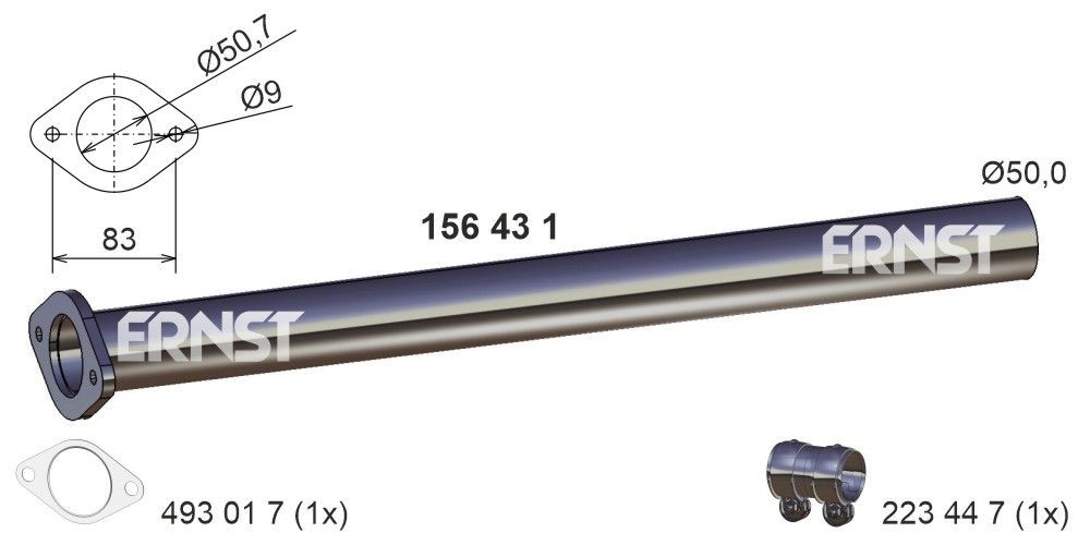 156431 ERNST Exhaust pipes VW Length: 630mm, Centre