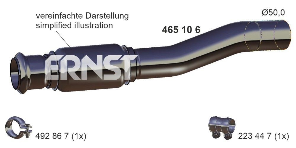 ERNST 465106 Exhaust Pipe Length: 470mm, Centre