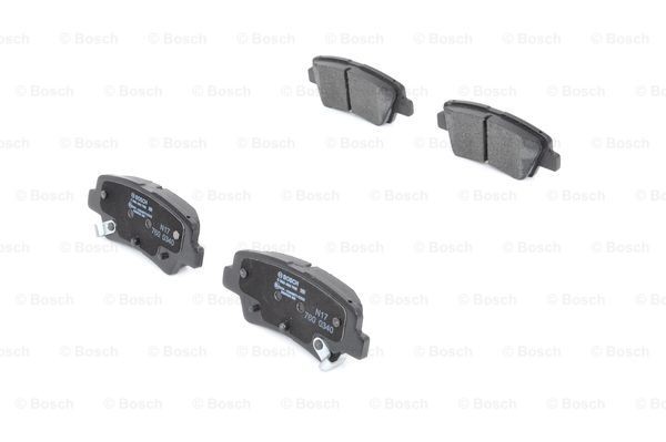 0986494768 Set of brake pads 25337 BOSCH Low-Metallic, with acoustic wear warning, with anti-squeak plate