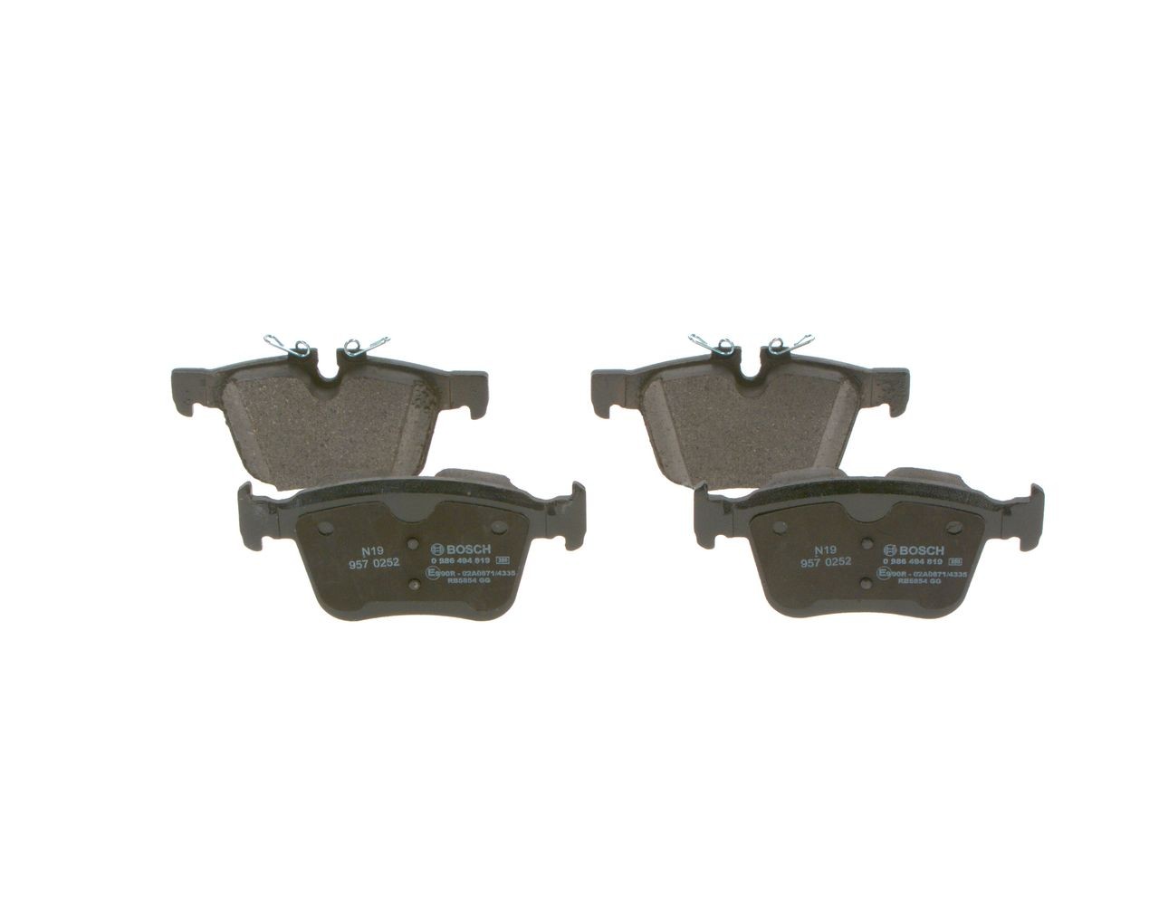 0986494819 Set of brake pads E9-90R-02A1180/5663 BOSCH Low-Metallic, with anti-squeak plate