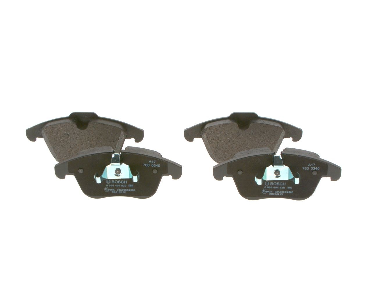 BOSCH E9 90R-02A0904/2296 Disc pads Low-Metallic, with piston clip, with anti-squeak plate