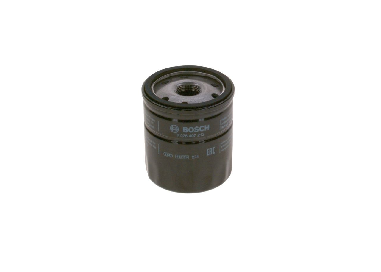 F026407213 Oil filter P 7213 BOSCH M 22 x 1,5, with one anti-return valve, Spin-on Filter