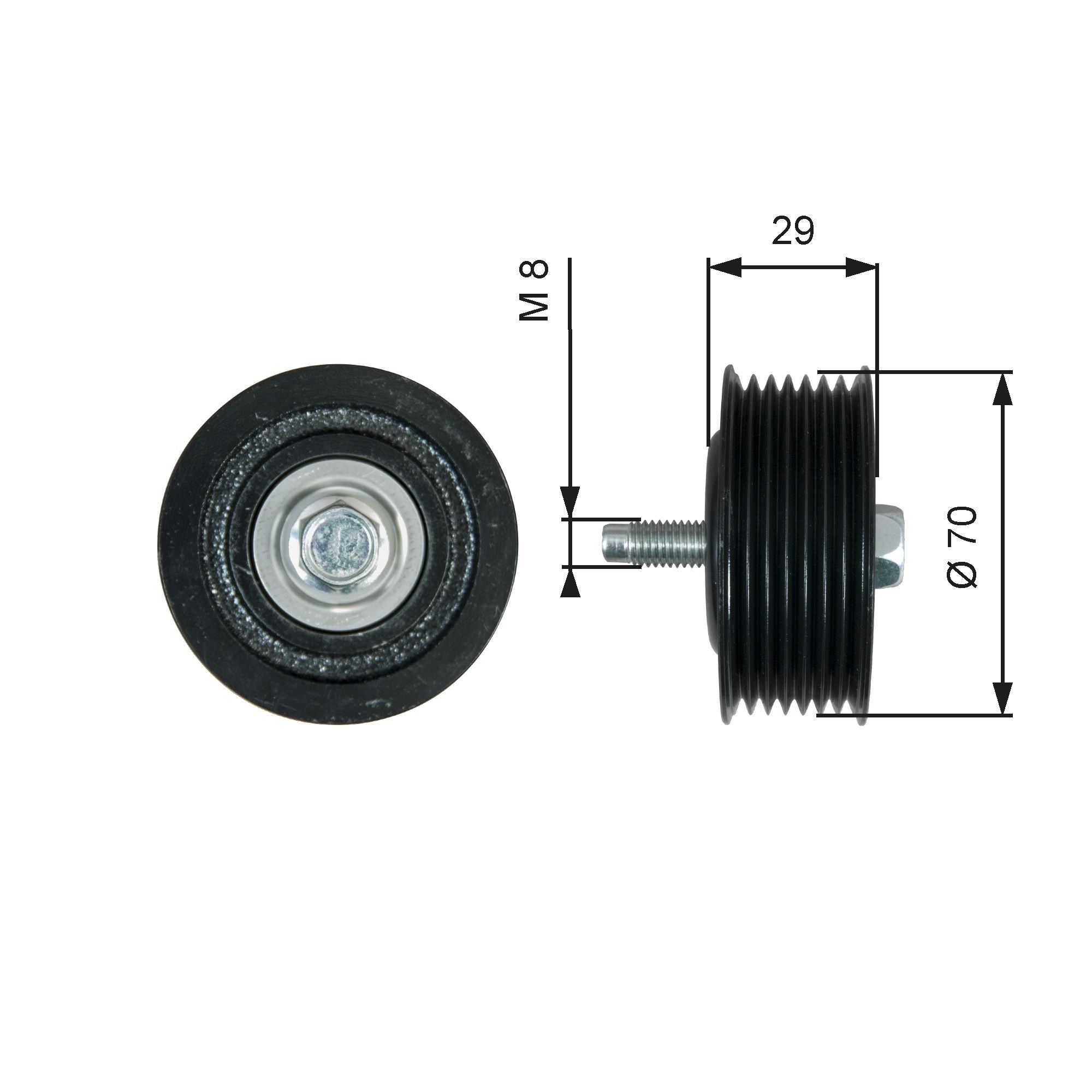 GATES FleetRunner™ Micro-V® Kit T36773 Deflection / Guide Pulley, v-ribbed belt with grooves