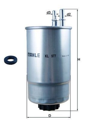KNECHT KL 977D Fuel filter In-Line Filter, 9mm, 7,5mm