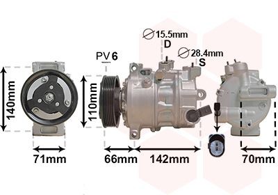 Volkswagen PASSAT AC pump 12796069 VAN WEZEL 0301K703 online buy