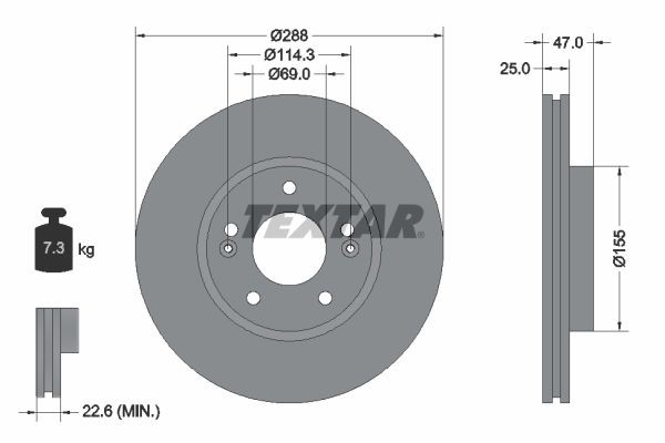 Original 92290503 TEXTAR Brake discs and rotors HYUNDAI