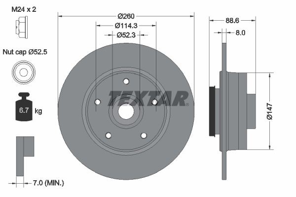 98200 2910 0 1 PRO TEXTAR PRO 260x8mm, 05/05x114,3, solid, Coated Ø: 260mm, Brake Disc Thickness: 8mm Brake rotor 92291003 buy