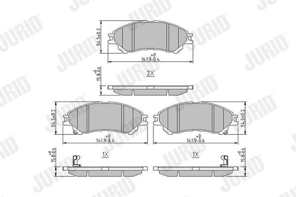 JURID 573777J Brake pad set with acoustic wear warning, without accessories