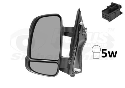 VAN WEZEL 1651801 Wing mirror Left, black, Complete Mirror, Convex, for manual mirror adjustment, with wide angle mirror, Short mirror arm