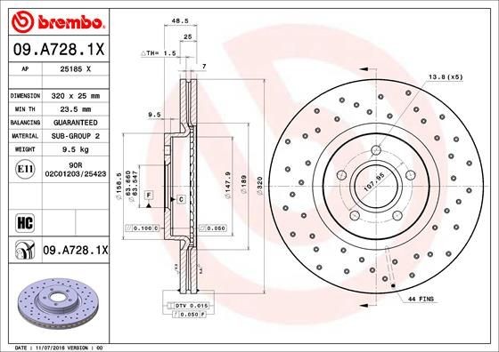 BREMBO Brake discs 09.A728.1X buy online