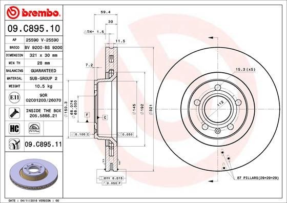BREMBO 09.C895.11 Brake disc – excellent service and bargain prices