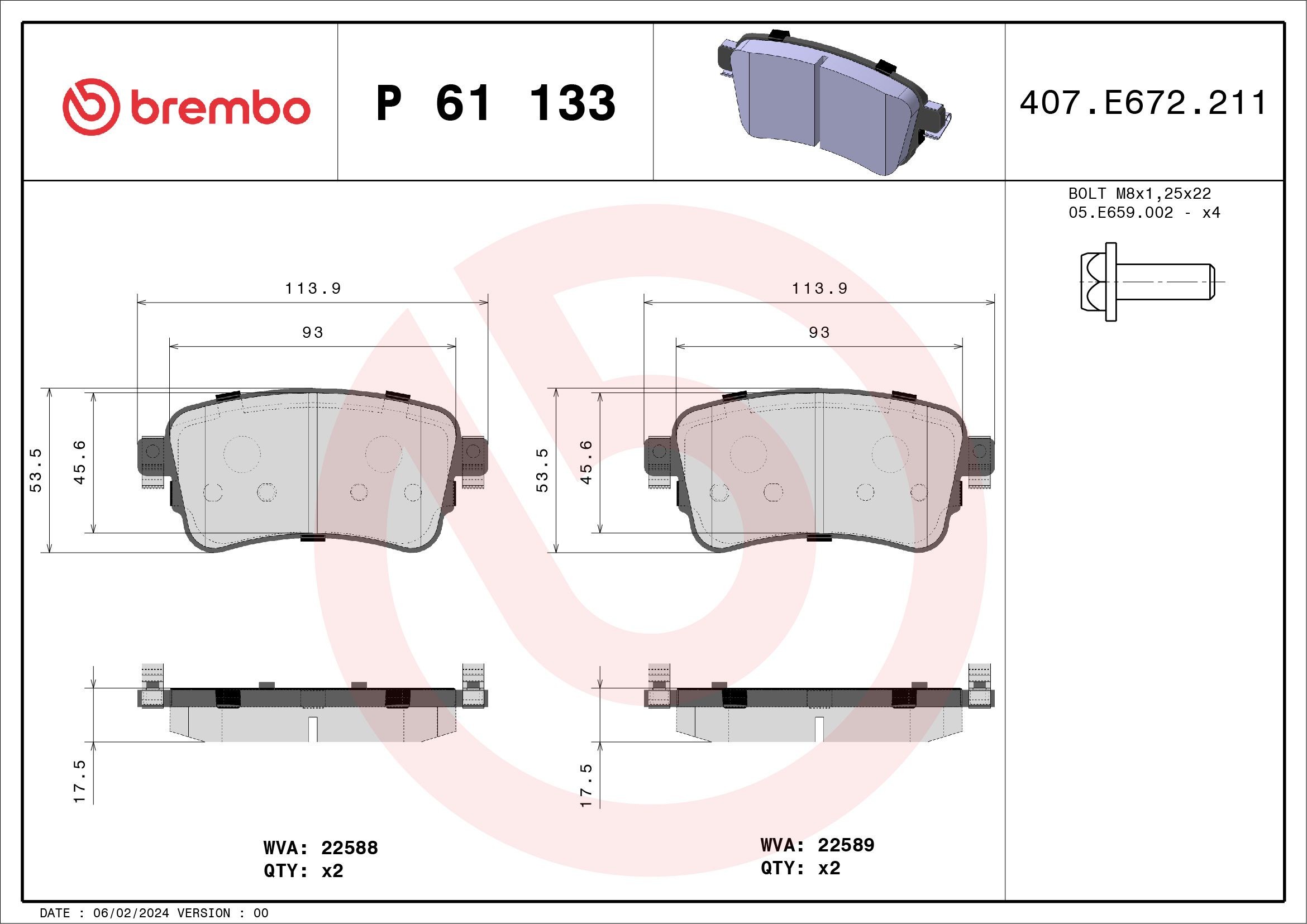 Great value for money - BREMBO Brake pad set P 61 133