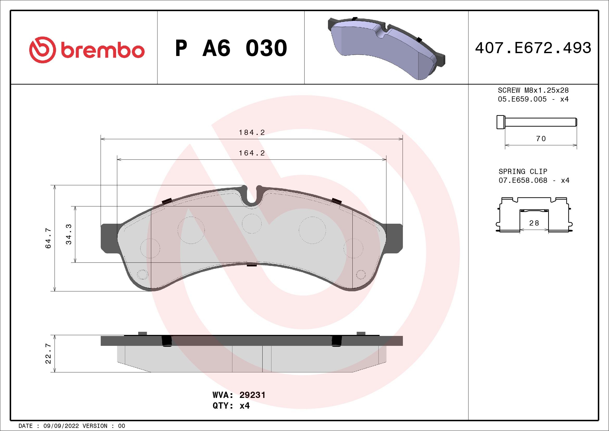 P A6 030 BREMBO Bremsbeläge für IVECO online bestellen