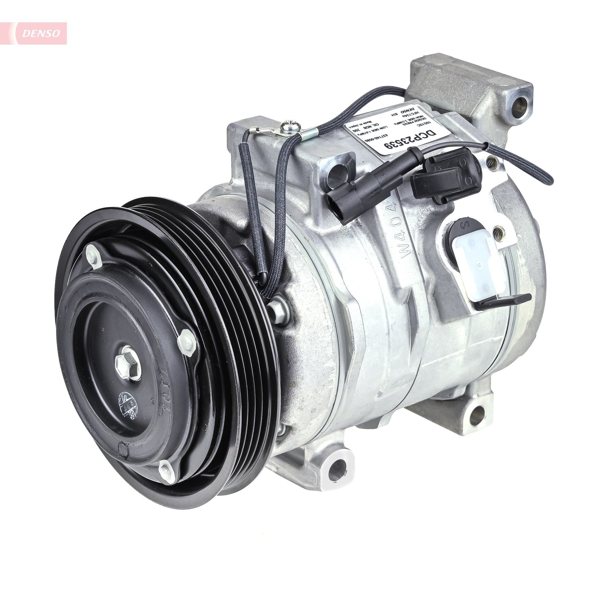 DENSO 10S15C, 12V, PAG 46, R 134a, with magnetic clutch Belt Pulley Ø: 120mm, Number of grooves: 4 AC compressor DCP23539 buy