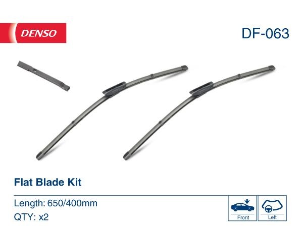 DENSO DF-063 Wiper blade 650/400 mm, Flat wiper blade, for left-hand drive vehicles