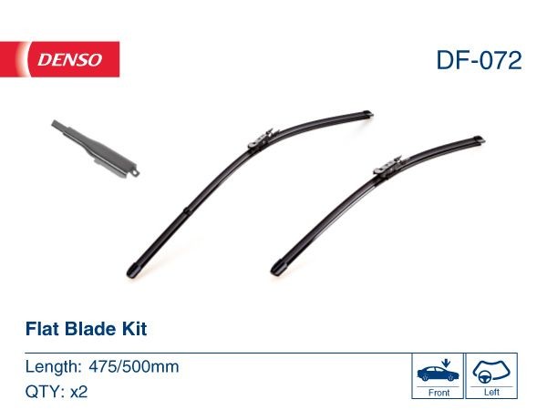 DF-072 DENSO Windscreen wipers MINI 475/500 mm, Flat wiper blade, for left-hand drive vehicles