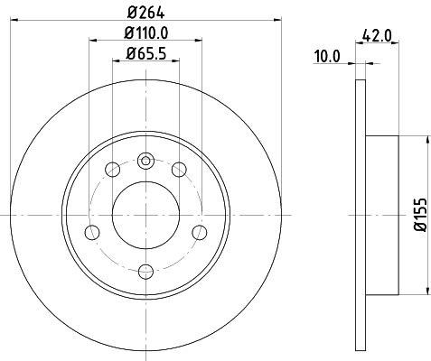 MINTEX 264x10mm, 05/06x110, solid, Coated Ø: 264mm, Brake Disc Thickness: 10mm Brake rotor MDC1052C buy