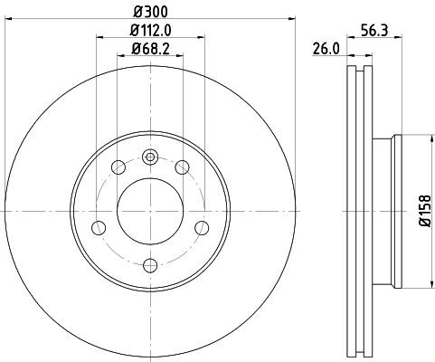 MINTEX 300x26mm, 05/06x112, internally vented, Coated Ø: 300mm, Brake Disc Thickness: 26mm Brake rotor MDC1542C buy