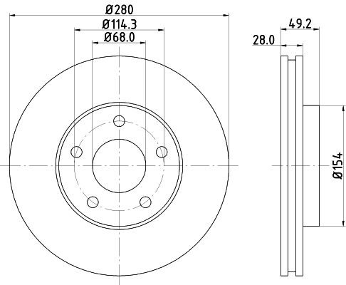 MINTEX 280x28mm, 05/05x114,3, internally vented, Coated Ø: 280mm, Brake Disc Thickness: 28mm Brake rotor MDC1578C buy