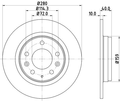 MINTEX 280x10mm, 05/08x114,3, solid, Coated Ø: 280mm, Brake Disc Thickness: 10mm Brake rotor MDC1665C buy
