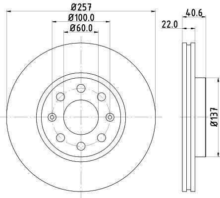 MINTEX 257x22mm, 04/08x100, internally vented, Coated Ø: 257mm, Brake Disc Thickness: 22mm Brake rotor MDC1735C buy