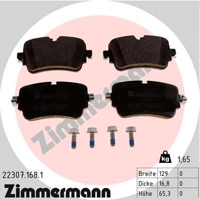 22307.168.1 Set of brake pads 22307.168.1 ZIMMERMANN prepared for wear indicator, with bolts/screws, Photo corresponds to scope of supply