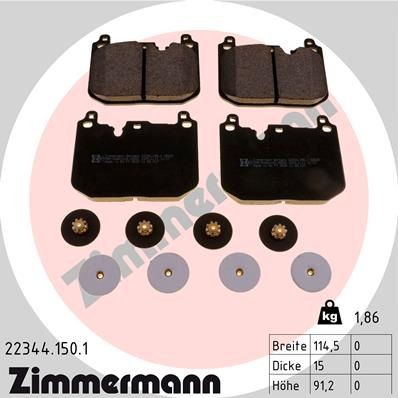 ZIMMERMANN 22344.150.1 Brake pad set prepared for wear indicator, Photo corresponds to scope of supply