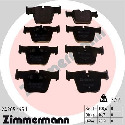 ZIMMERMANN 24205.165.1 Brake pad set prepared for wear indicator, Photo corresponds to scope of supply, with spring