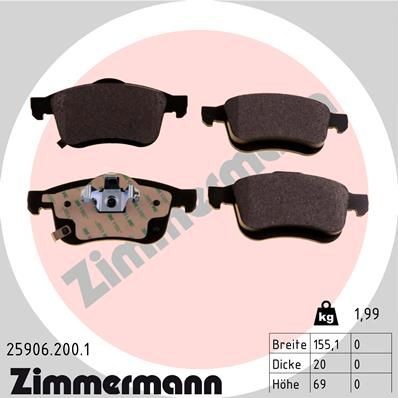 ZIMMERMANN 25906.200.1 Brake pad set with acoustic wear warning, Photo corresponds to scope of supply