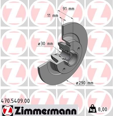 ZIMMERMANN 470.5409.00 Brake disc 290x11mm, 5/5, 5x114, solid