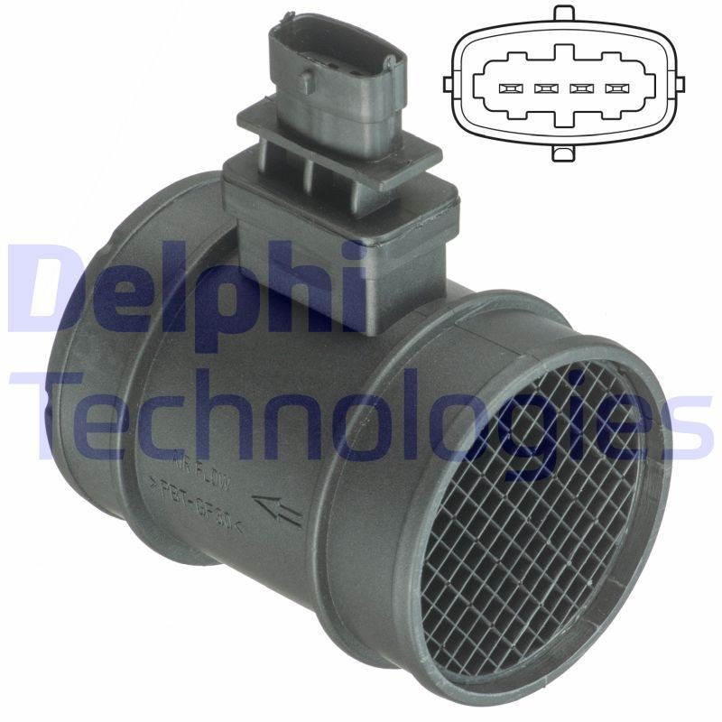 DELPHI AF10400-12B1 Mass air flow sensor with housing