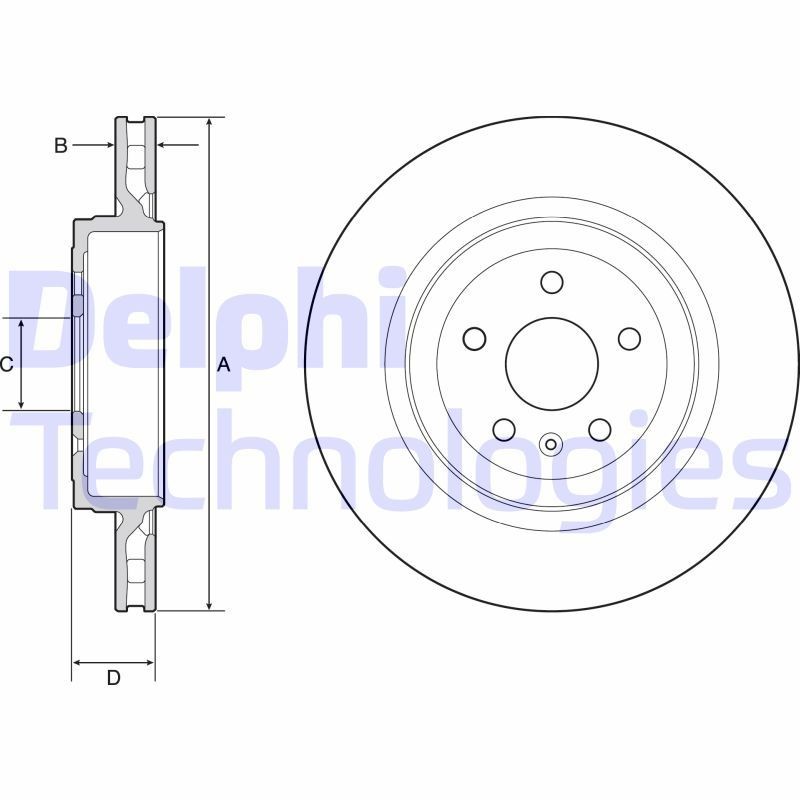 DELPHI BG9221C Brake disc 365x28mm, 5, Vented, Coated, High-carbon